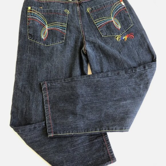 COOGI Australia Men's Black Denim Jeans 38x32 Bling Embroidery Pockets NWOT - Picture 1 of 5
